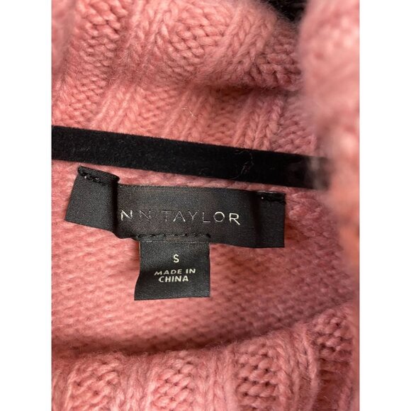 Ann Taylor Wool Blend Turtleneck Sweater Womens size Small Colorblock Pink Red - Picture 3 of 8